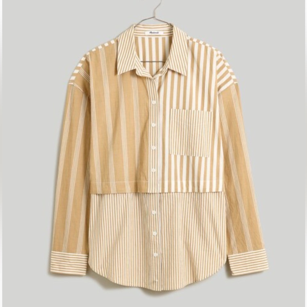 Madewell Modular Oversized Button-Up Shirt in Mixed Stripe